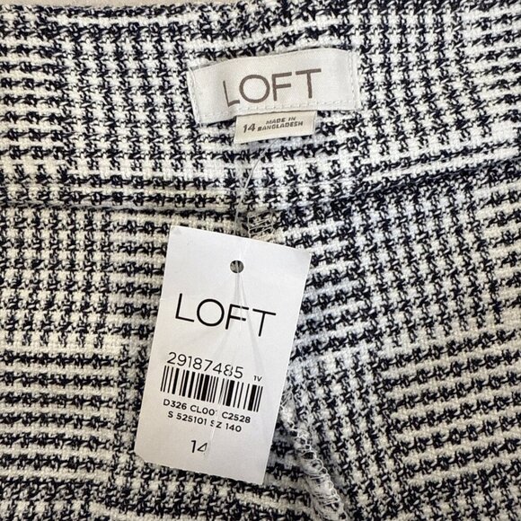 Loft Shorts Size 14 Women White Black Design Pockets High Waist Cotton Blend NWT - Picture 5 of 7